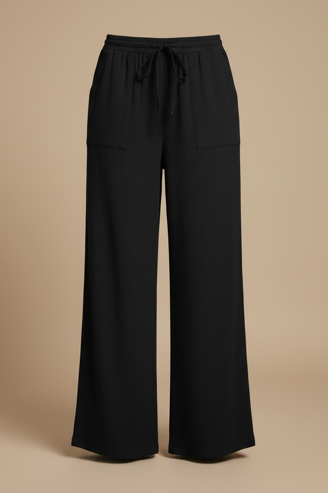 Pantalon Japonais Noir Fluide Ample Confortable - Viscose - vue 3