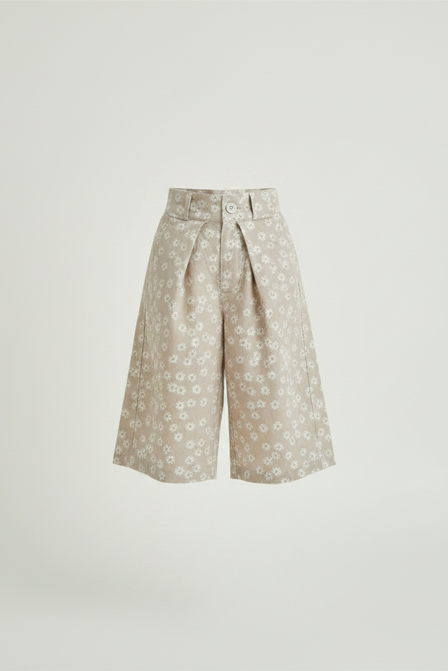 Pantalon Japonais Beige Fleuri Ample Coton Enfant - vue 3