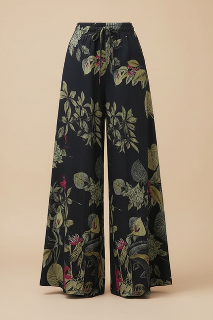 Pantalon Japonais Fluide Ample Floral Bohème Femme - Imprimé Lin - vue 3