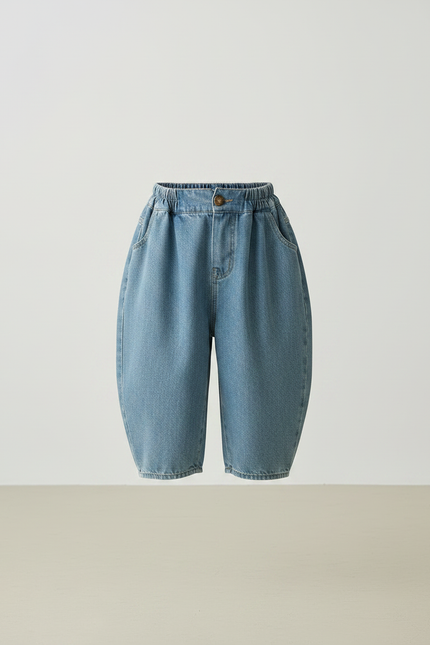 Pantalon Japonais Denim Ample Large Enfant Fille - Bleu Jean - vue 3