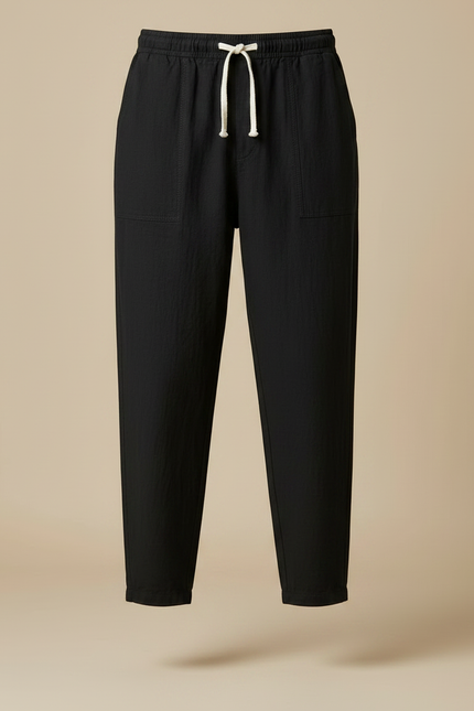Pantalon Japonais Noir Fluide Coton Lin Décontracté - vue 3