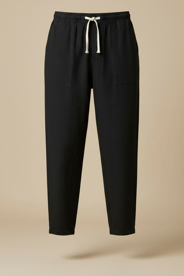 Pantalon Japonais Noir Fluide Coton Lin Décontracté - vue 3