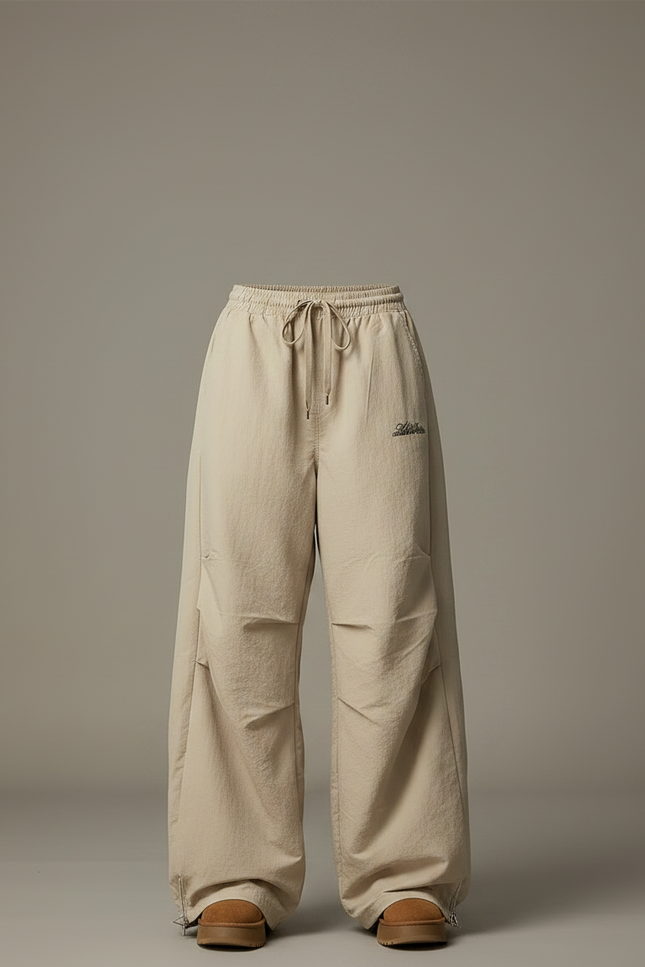 Pantalon Japonais Beige Ample Cargo Décontracté Femme - Polyester - vue 2