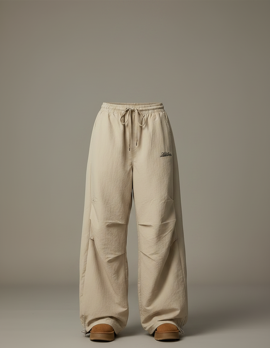 Pantalon Japonais Beige Ample Cargo Décontracté Femme - Polyester - vue 2