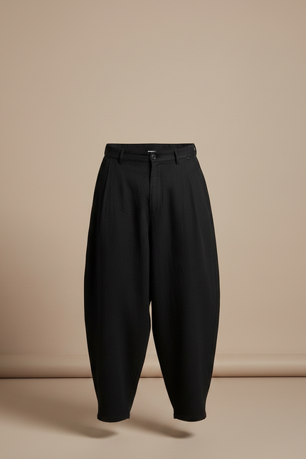 Pantalon Japonais Noir Ample Coton Fluide Décontracté - vue 3