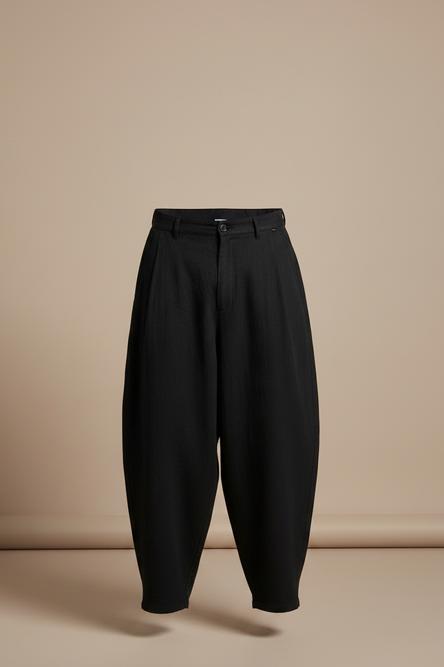 Pantalon Japonais Noir Ample Coton Fluide Décontracté - vue 3