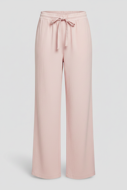 Pantalon Japonais Rose Fluide Ample Cordon Confort - Lin - vue 3