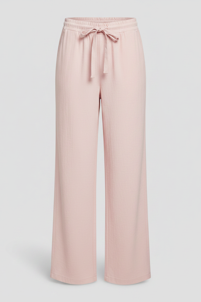 Pantalon Japonais Rose Fluide Ample Cordon Confort - Lin - vue 3