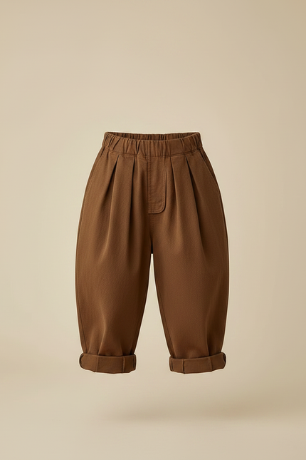 Pantalon Japonais Marron Ample Plissé Coton Enfant - vue 3