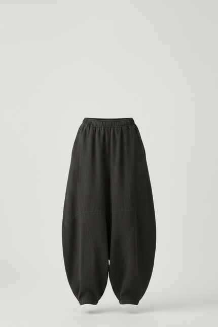 Pantalon Japonais Large Coton Lin Gris Anthracite - vue 3