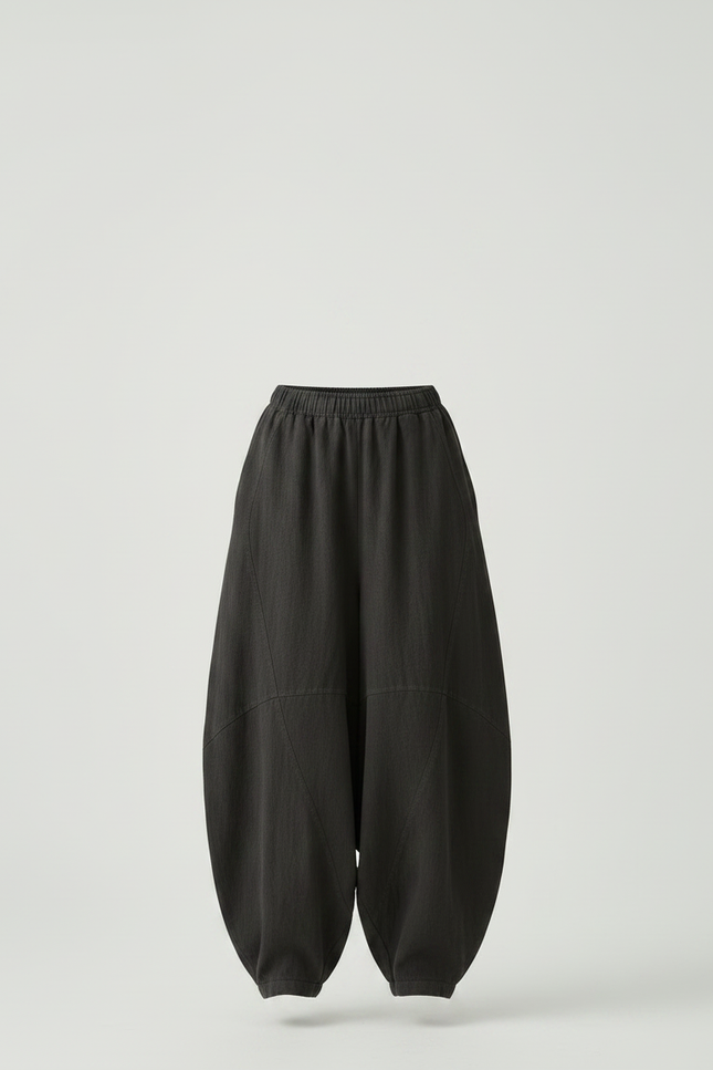 Pantalon Japonais Large Coton Lin Gris Anthracite - vue 3
