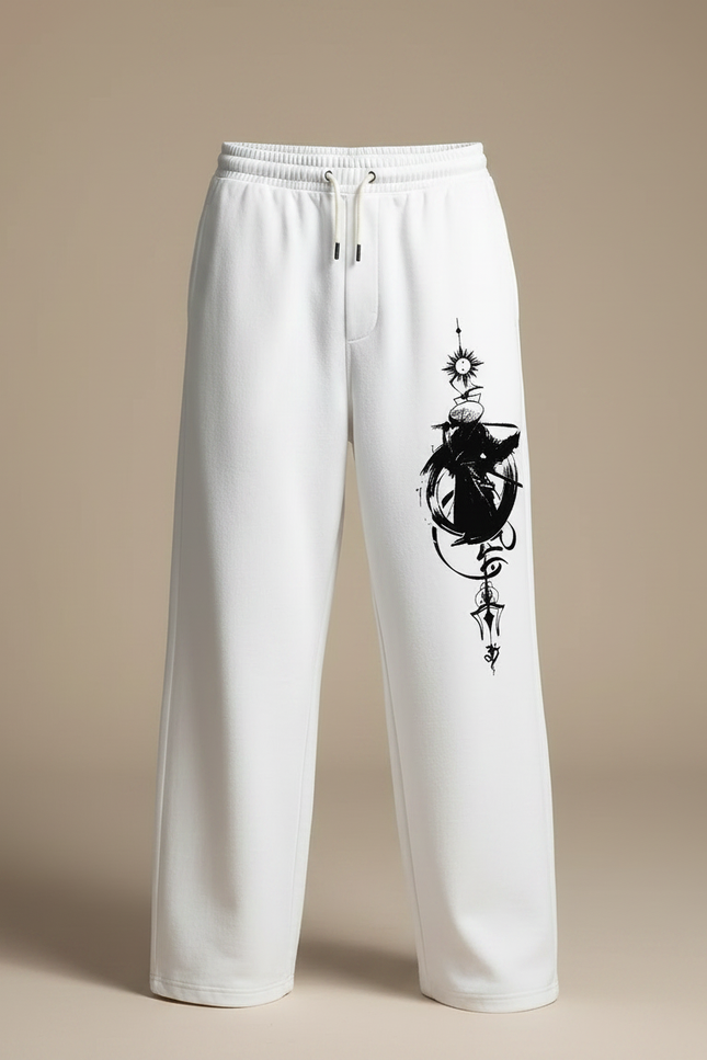 Pantalon Japonais Blanc Ample Imprimé Samouraï Décontracté - Molleton - vue 3