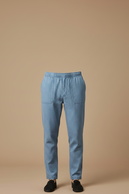 Pantalon Japonais Bleu Clair Lin Ample Décontracté Homme - vue 3