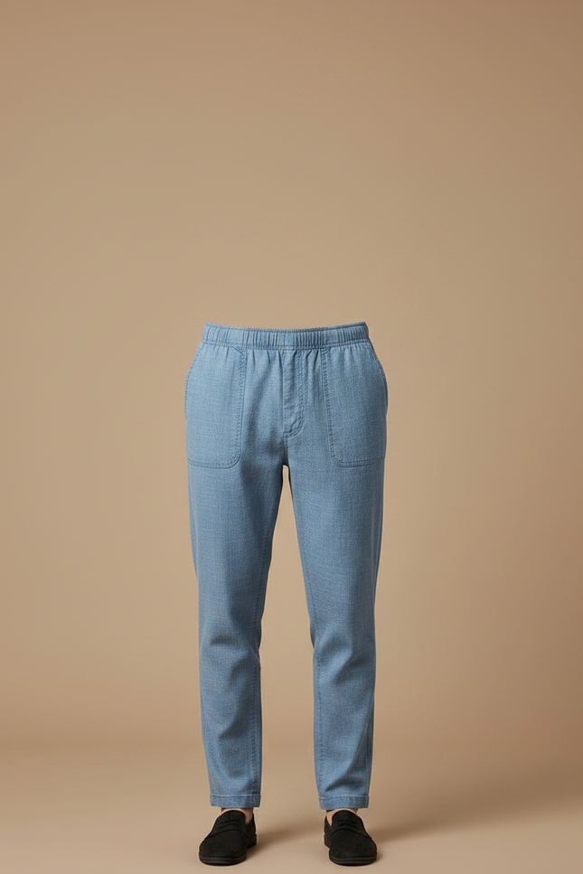 Pantalon Japonais Bleu Clair Lin Ample Décontracté Homme - vue 3