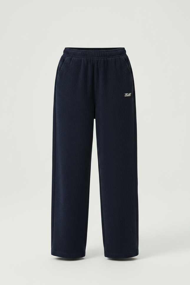 Pantalon Japonais Bleu Marine Côtelé Ample Décontracté Enfant - Cordé - vue 3