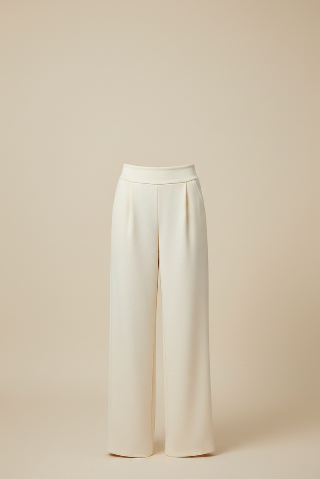 Pantalon Japonais Crème Ample Fluide Élégant Femme - Blanc Polyester - vue 3