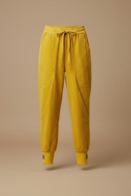 Pantalon Japonais Jaune Cordon Velours Côtelé Ample - Cordé - vue 3