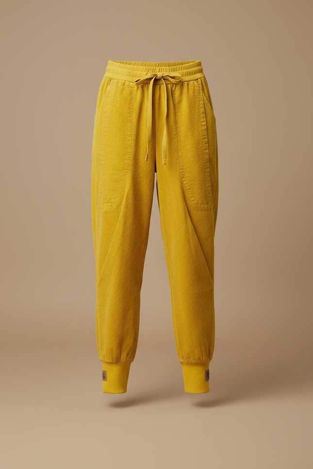 Pantalon Japonais Jaune Cordon Velours Côtelé Ample - Cordé - vue 3