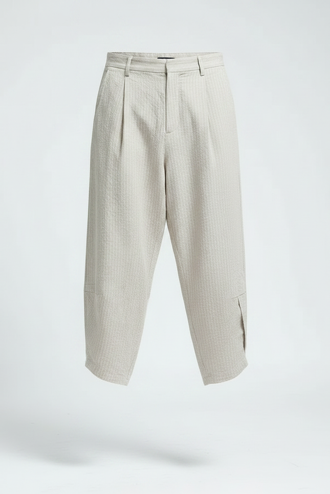 Pantalon Japonais Beige Ample Lin Coton Casual - vue 2