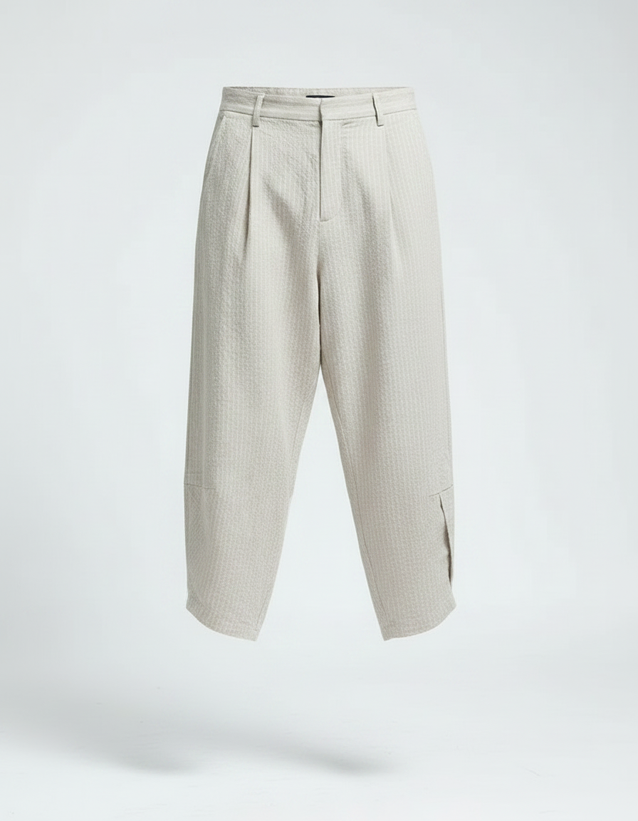 Pantalon Japonais Beige Ample Lin Coton Casual - vue 2