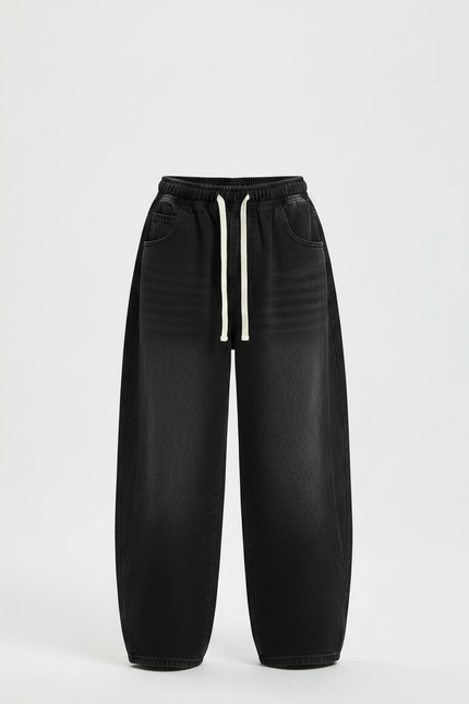 Pantalon Japonais Noir Délavé Ample Décontracté Enfant - Jean - vue 3