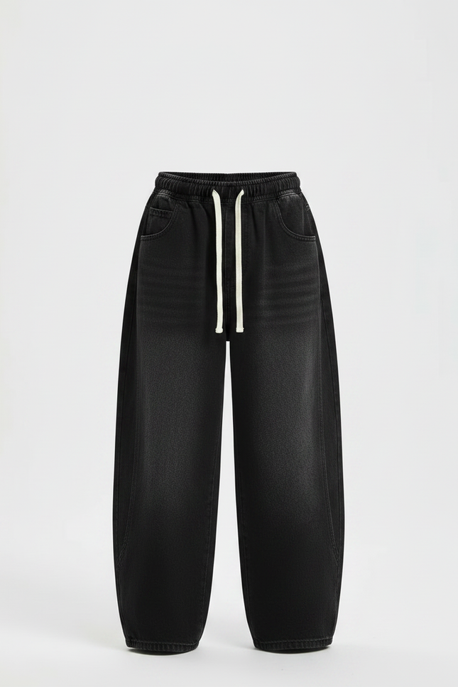 Pantalon Japonais Noir Délavé Ample Décontracté Enfant - Jean - vue 3