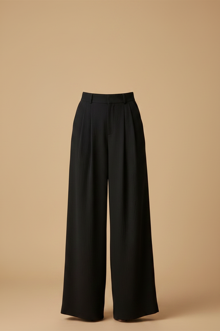 Pantalon Japonais Noir Ample Plissé Élégant Femme - Viscose - vue 3