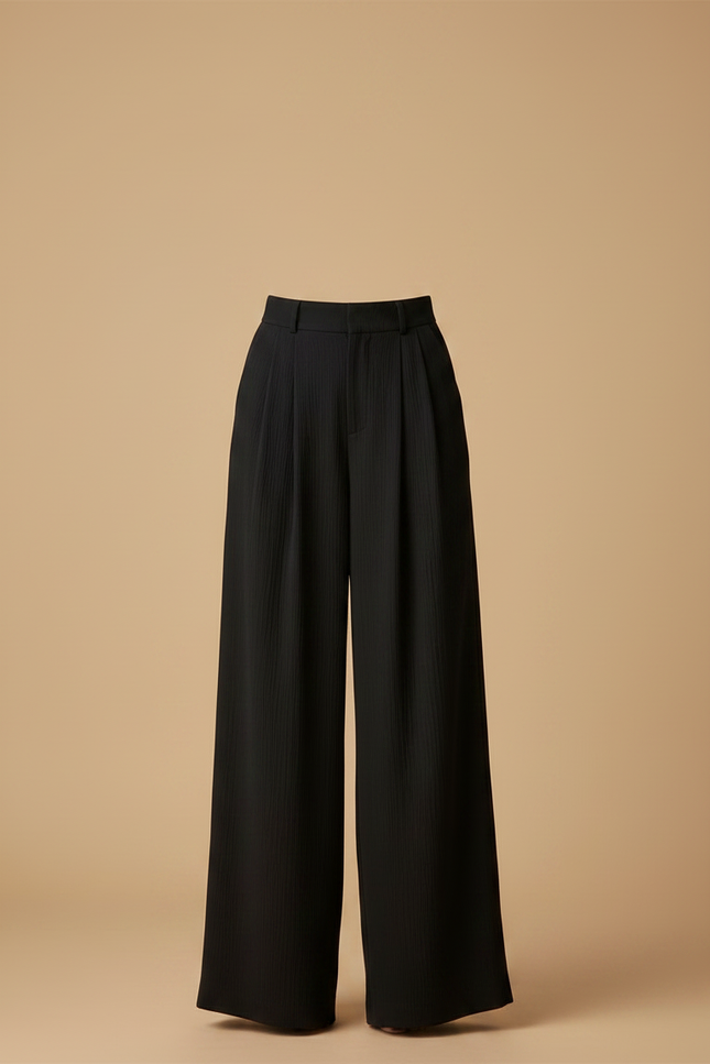Pantalon Japonais Noir Ample Plissé Élégant Femme - Viscose - vue 3