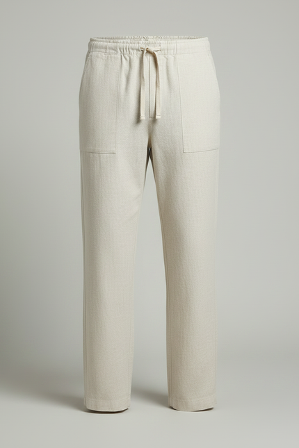 Pantalon Japonais Lin Coton Ample Beige Homme Décontracté - vue 3