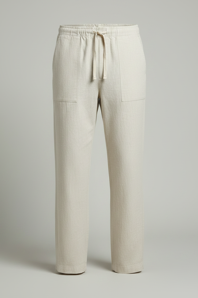 Pantalon Japonais Lin Coton Ample Beige Homme Décontracté - vue 3