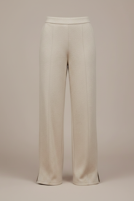 Pantalon Japonais Beige Ample Droit Fendu Chic - Maille - vue 3