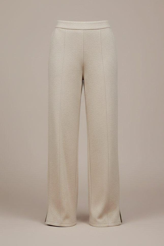 Pantalon Japonais Beige Ample Droit Fendu Chic - Maille - vue 3