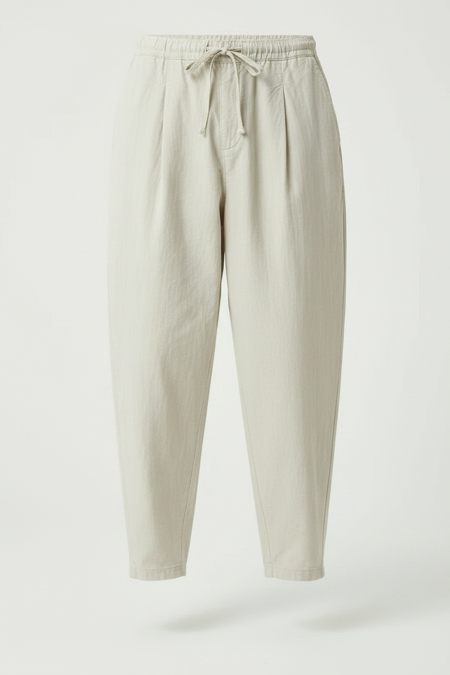 Pantalon Japonais Lin Beige Ample Décontracté Homme - vue 3