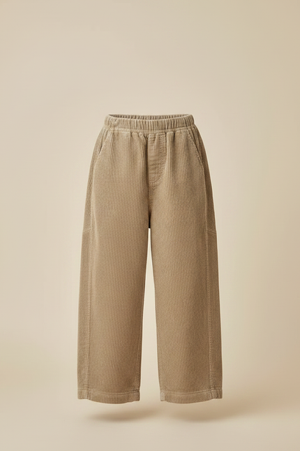 Pantalon Japonais Corduroy Beige Ample Décontracté Enfant - Cordé - vue 3