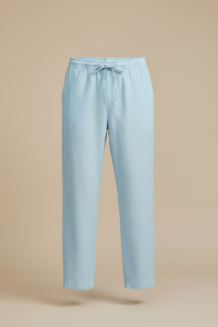 Pantalon Japonais Bleu Ciel Ample Lin Coton Homme - vue 3