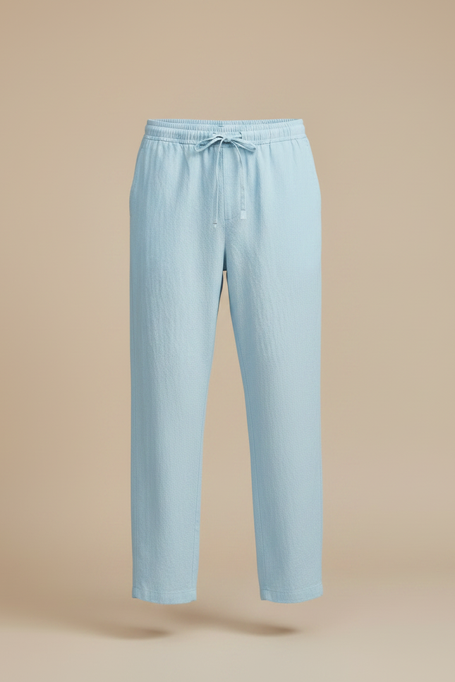 Pantalon Japonais Bleu Ciel Ample Lin Coton Homme - vue 3
