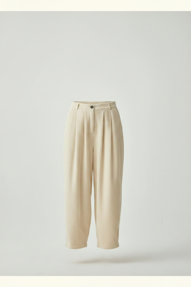Pantalon Japonais Velours Côtelé Ample Beige Harem - Cordé - vue 3