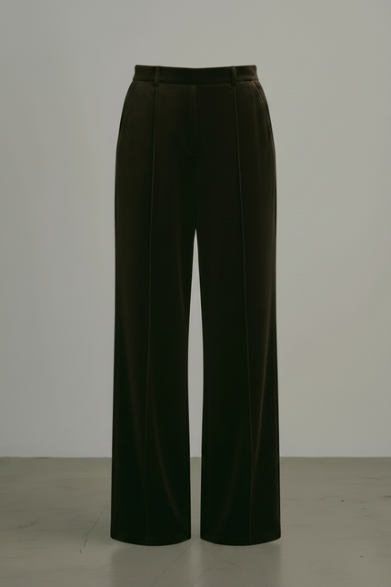 Pantalon Japonais Velours Marron Ample Droit Élégant - vue 3
