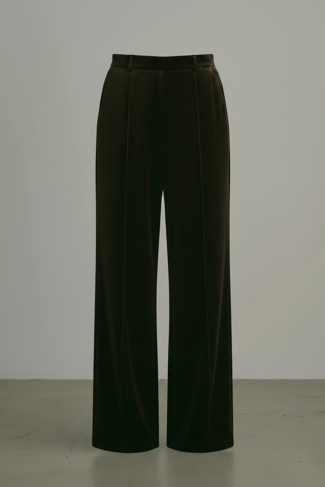 Pantalon Japonais Velours Marron Ample Droit Élégant - vue 3