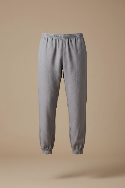 Pantalon Japonais Gris Coton Ample Confortable Décontracté - Lin - vue 3