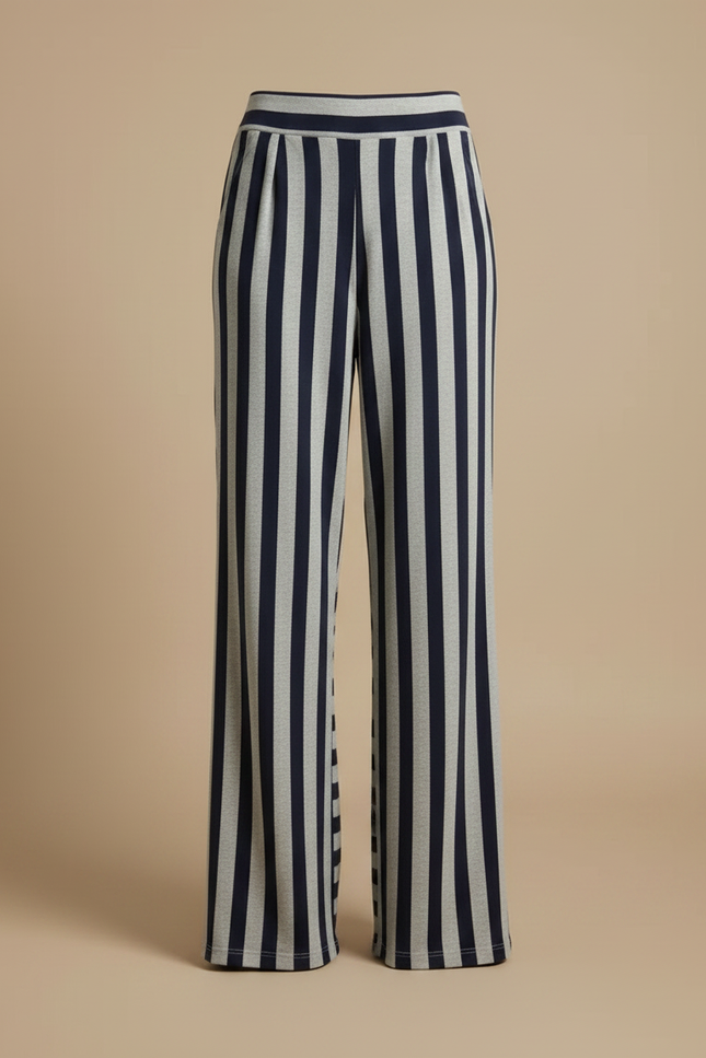 Pantalon Japonais Rayé Fluide Ample Décontracté Femme - Multicolore Maille - vue 3