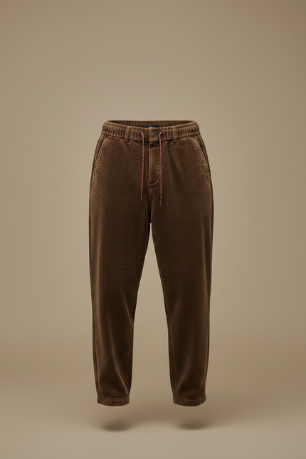 Pantalon Japonais Côtelé Marron Ample Décontracté Homme - Cordé - vue 3