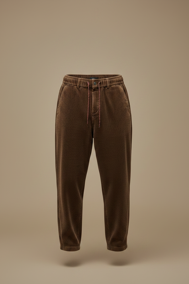 Pantalon Japonais Côtelé Marron Ample Décontracté Homme - Cordé - vue 3