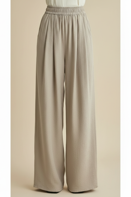 Pantalon Japonais Fluide Ample Beige Décontracté Femme - Lin - vue 3