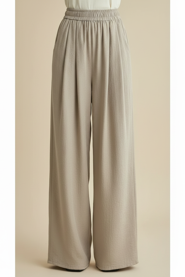 Pantalon Japonais Fluide Ample Beige Décontracté Femme - Lin - vue 3