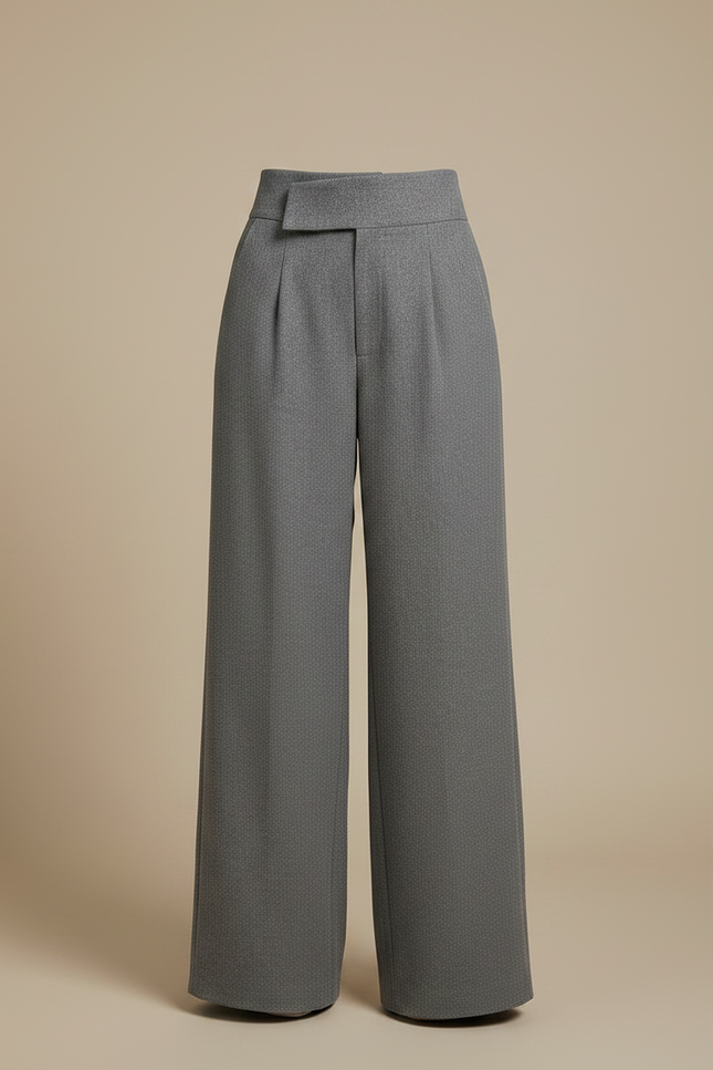 Pantalon Japonais Large Gris Plissé Tissé Élégant - Tweed - vue 3