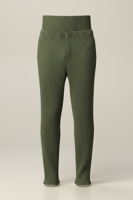 Pantalon Japonais Plissé Vert Droit Élégant Homme - Polyester - vue 3
