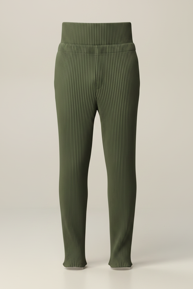Pantalon Japonais Plissé Vert Droit Élégant Homme - Polyester - vue 3