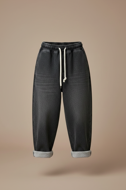 Pantalon Japonais Noir Ample Décontracté Cordon Garçon - Molleton - vue 3