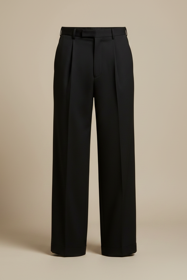 Pantalon Japonais Noir Ample Droit Élégant Homme - Gabardine - vue 3